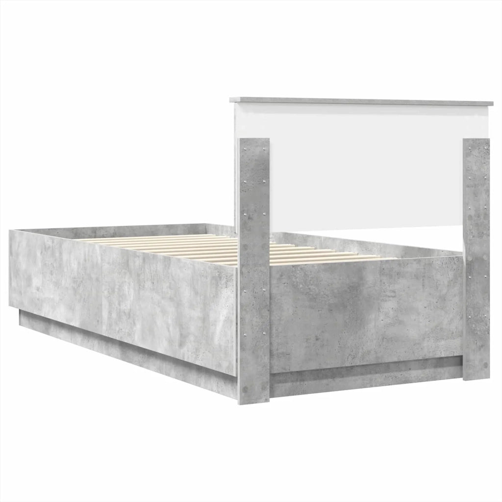 Struttura del letto con testiera-Giroletto con Testiera Grigio cemento 100 x 200 cm 736256
