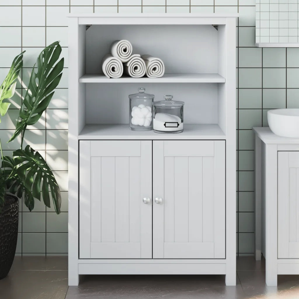 Mobile da Bagno BERG Bianco 69,5x34x110 cm Legno Massello Pino 358546