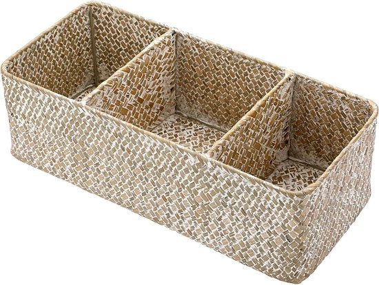 Organizzatore di superficie con 3 cesti - contenitore per oggetti da tavolo - piano di lavoro - bianco