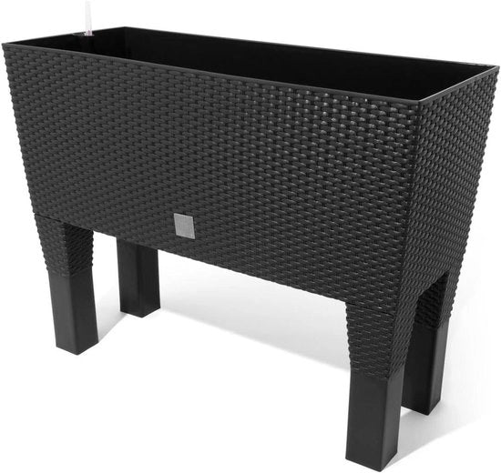 Piantagione per fiori con piedi in stile rattan, sistema di irrigazione - Serie Case Alto Antracite