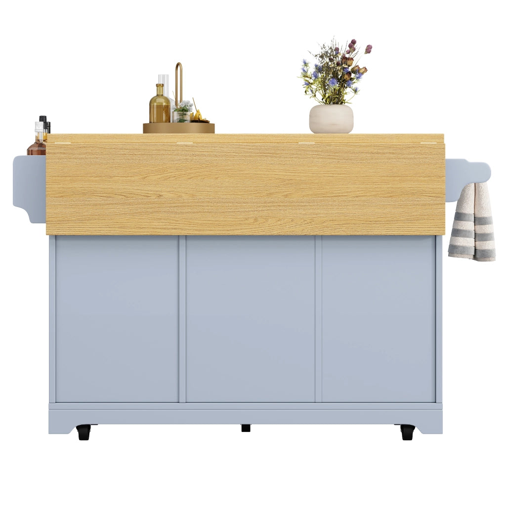 Isola da cucina 120x40(80)x95 cm con piani estensibili in MDF blu