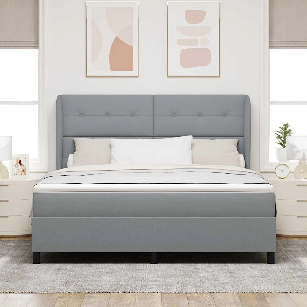 Letto a molle con materasso Grigio chiaro 180 x 200 cm Tessuto 3340578