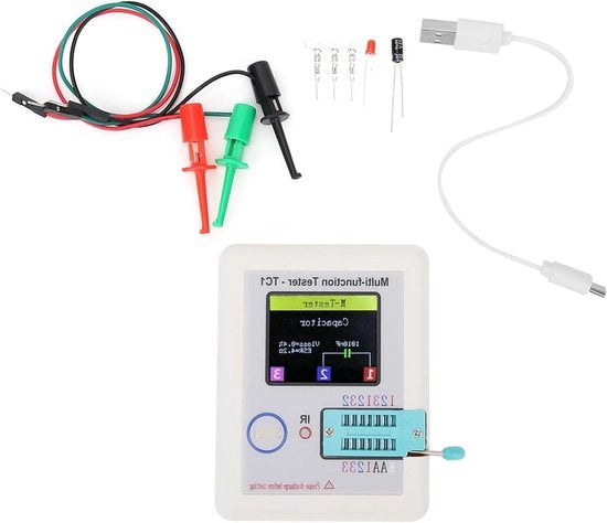 Testatore di transistor multifunzionale con schermo TFT da 3,5 pollici LCR-TC1 per condensatori e diodi - Apparecchio di test per transistor e diodi LCR-TC1.