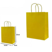 Trade Shop - Set 5 Pezzi Buste Borsa Da Regalo Sacchetti Carta Colore Gialla 22x16x8cm 68469 -