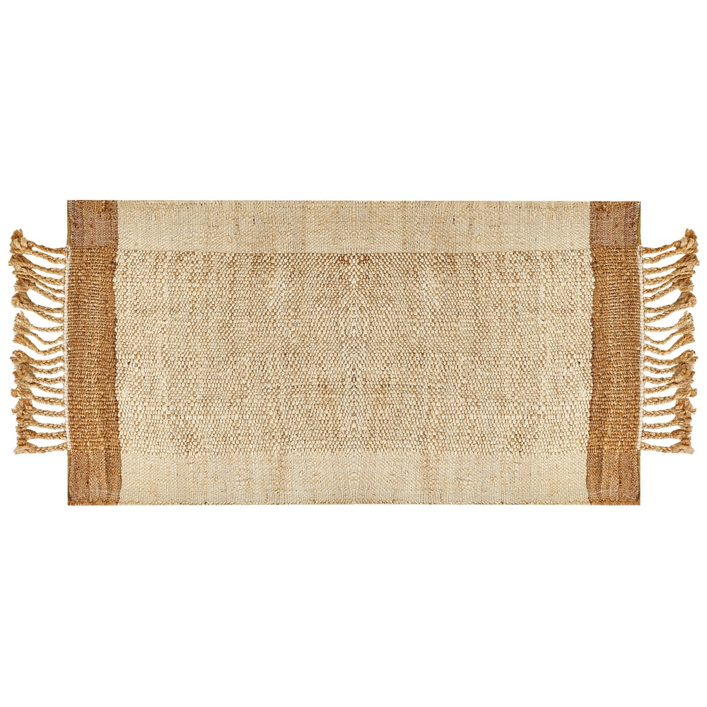 Tappeto juta beige 80 x 150 cm con nappe motivo geometrico intrecciato fatto a mano stile boho per soggiorno camera da letto