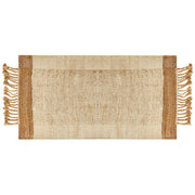 Tappeto juta beige 80 x 150 cm con nappe motivo geometrico intrecciato fatto a mano stile boho per soggiorno camera da letto