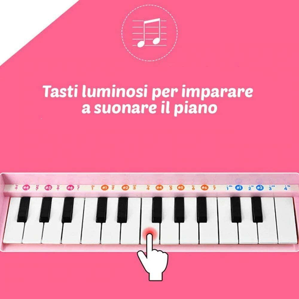 Pianola Tastiera Giocattolo Bambini 24 Tasti Microfono Attacco Mp3 Supporto Blu