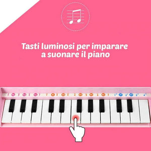 Pianola Tastiera Giocattolo Bambini 24 Tasti Microfono Attacco Mp3 Supporto Blu