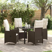 Set da Pranzo per Giardino con cuscino 5 pcs Marrone polyrattan 3379640