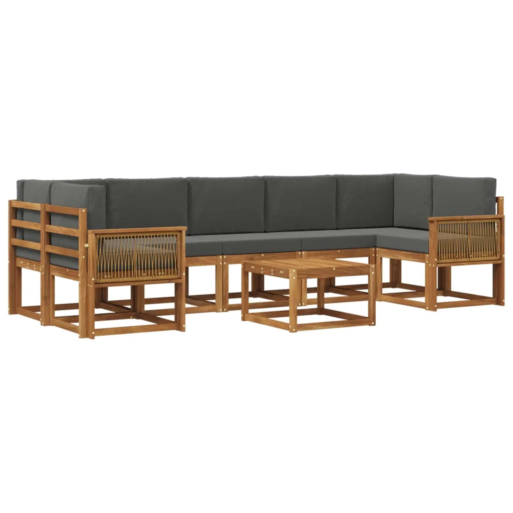Set di divani da esterno 8 pz Naturale e Antracite Poliestere 3385078