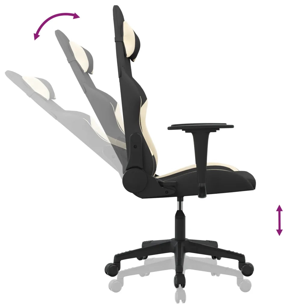Sedia da Gaming Nero e Crema in Tessuto 345491