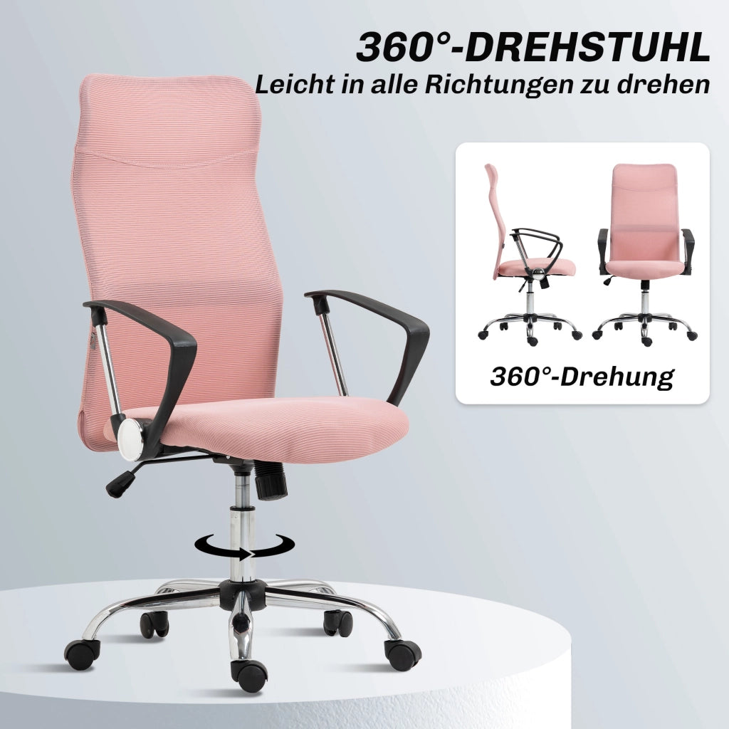 Sedia da ufficio ergonomica girevole ¨C Xylo ¨C Schienale in rete, altezza regolabile, rosa 63x65x109-119cm