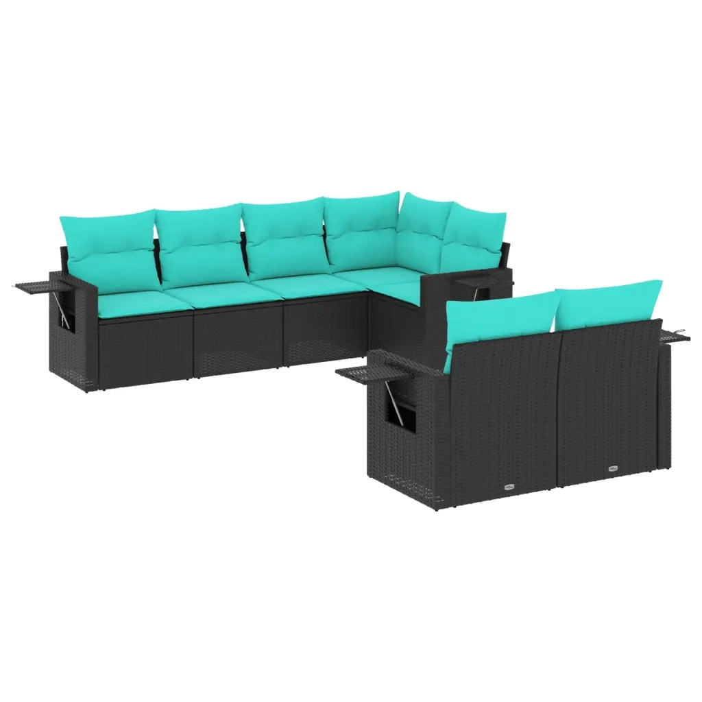 Set Divani da Giardino 7 pz con Cuscini Nero in Polyrattan 3220406