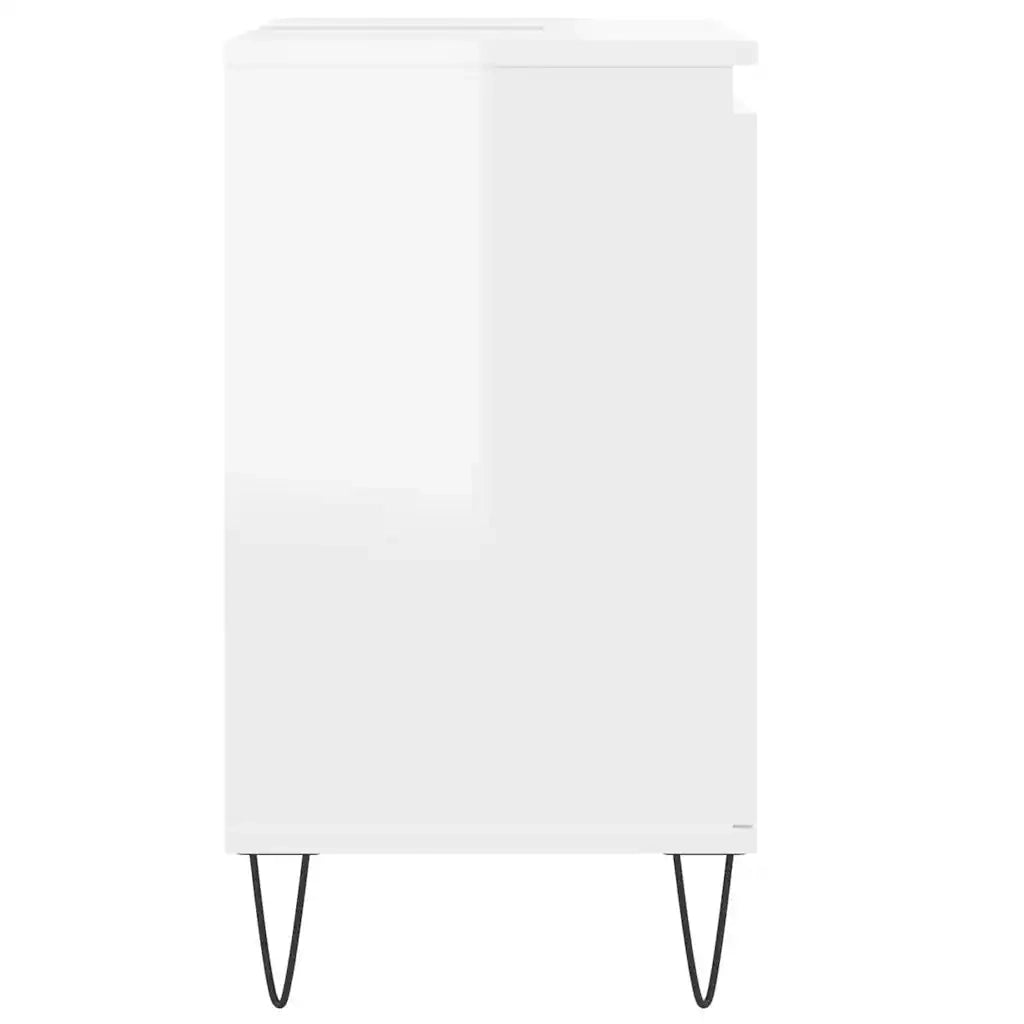 Mobiletto da bagno con pratico vano contenitore 58 x 33 x 60 cm stile industriale realizzato in legno composito bianco lucido 02_0049022