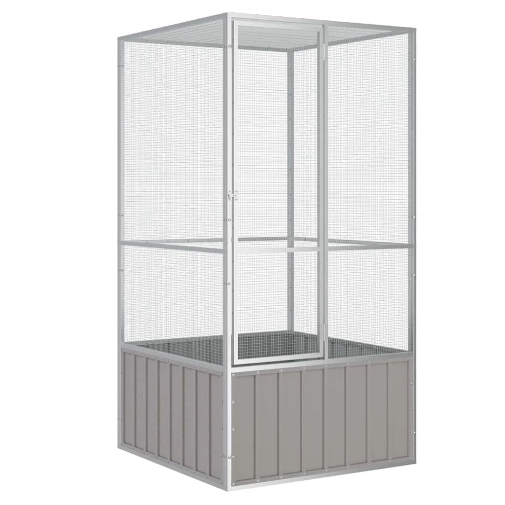 Gabbia per uccelli 111 x 107 x 211,5 cm acciaio zincato grigio 02_0041700