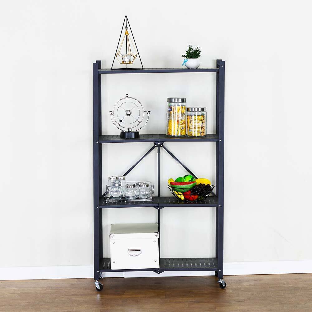 Carrello Carrellino Multiuso Mobile Spazi Stretti Portaoggetti 4 Ripiani Nero