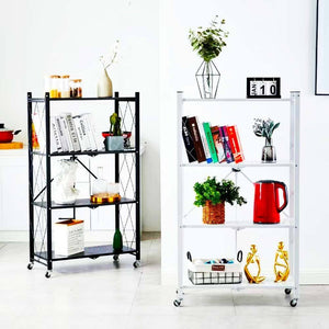 Carrello Carrellino Multiuso Mobile Spazi Stretti Portaoggetti 4 Ripiani Nero