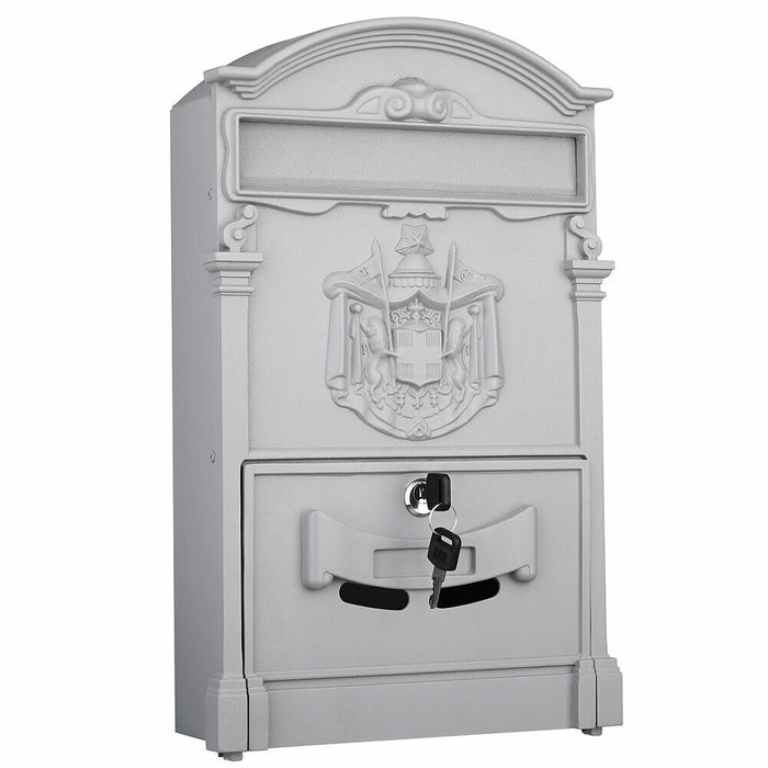 Cassetta Postale Parete Alluminio Buca Lettere Posta Esterno con Chiave Grigio