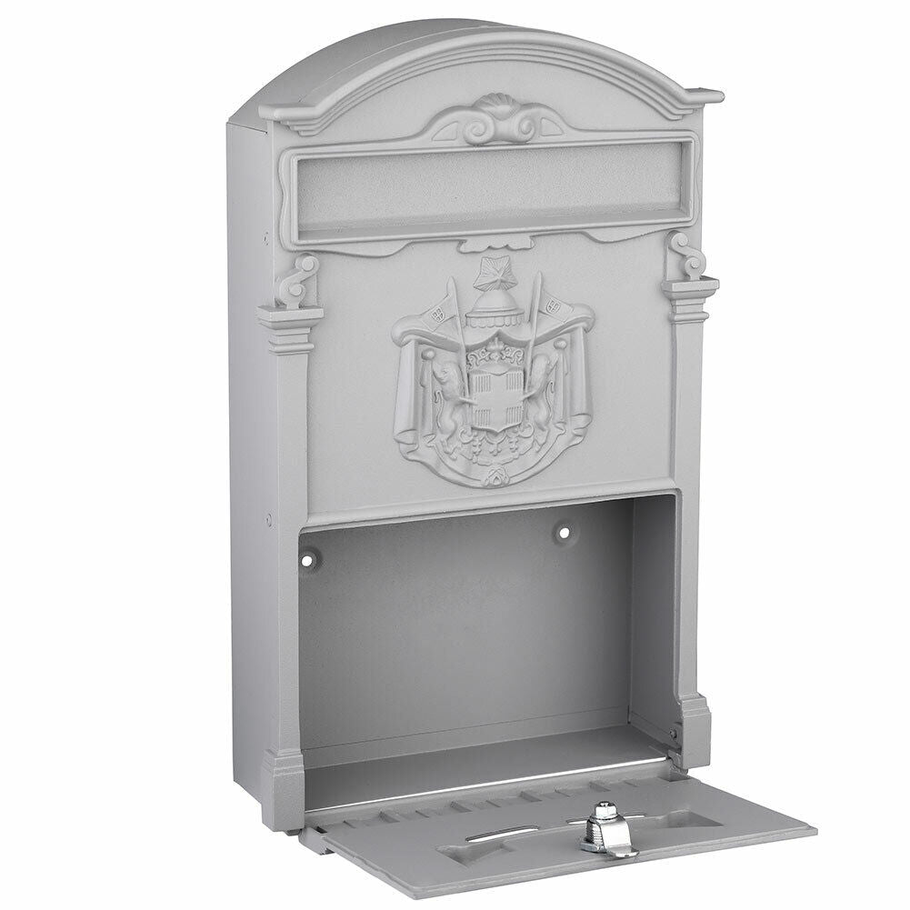 Cassetta Postale Parete Alluminio Buca Lettere Posta Esterno con Chiave Grigio