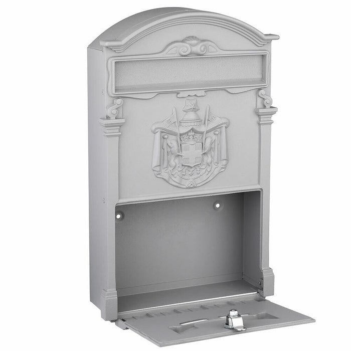 Cassetta Postale Parete Alluminio Buca Lettere Posta Esterno con Chiave Grigio