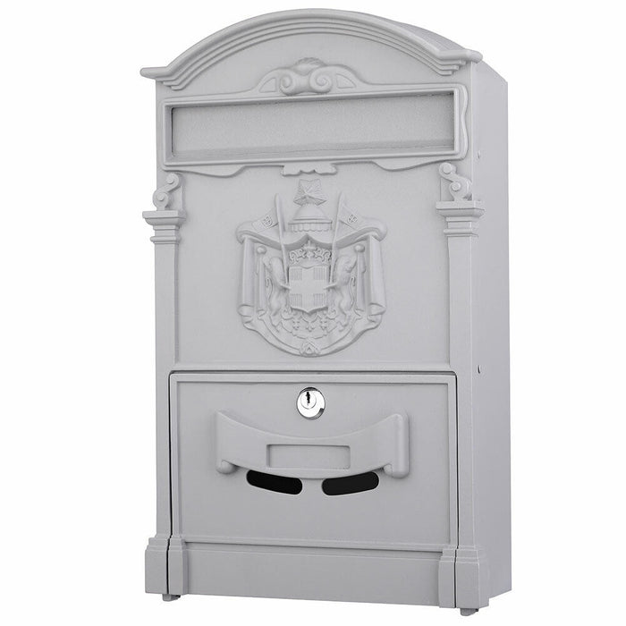 Cassetta Postale Parete Alluminio Buca Lettere Posta Esterno con Chiave Grigio