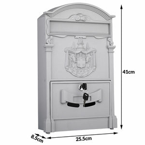 Cassetta Postale Parete Alluminio Buca Lettere Posta Esterno con Chiave Grigio