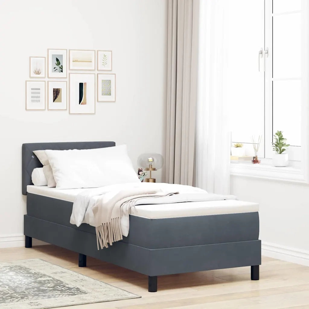 Letto a Sorgente LED con led Grigio scuro 80 x 200 cm Velluto 3342549