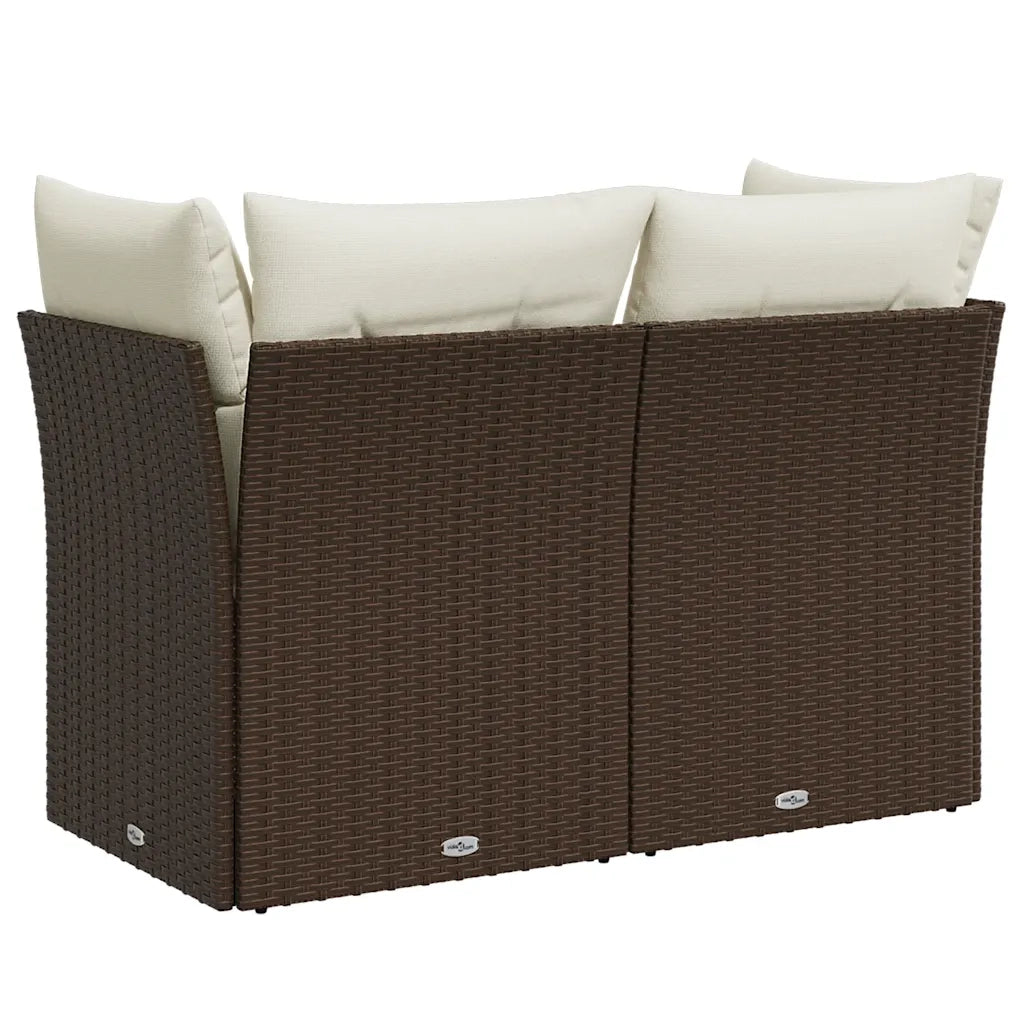 Divano da Giardino a 2 Posti con Cuscini in Polyrattan Marrone 366201