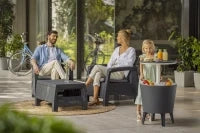 Contenitore Portaghiaccio Cool Bar con Funzione di Tavolino, 30L, Grigio, 49,5x49x5x84,5H cm