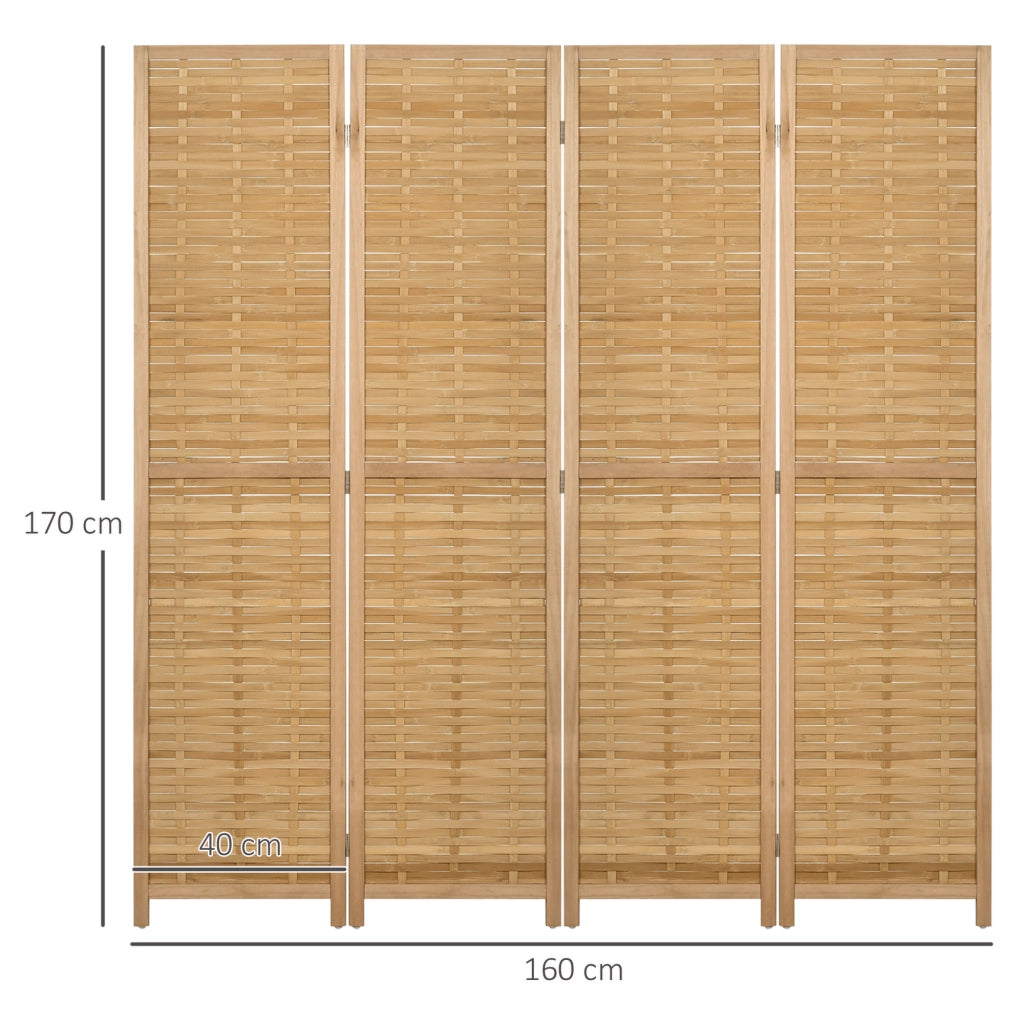 Paravento pieghevole a 4 pannelli, divisorio per ambienti, divisorio 160 x 170 cm, schermo per la privacy pieghevole, divisorio in bamb¨´, parete