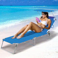 Lettino Prendisole Pieghevole Mare Spiaggia Sdraio con Tettuccio Parasole Blu