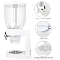 Dispenser Cereali Singolo Contenitore Dosatore Distributore Storage Pasta Bianco