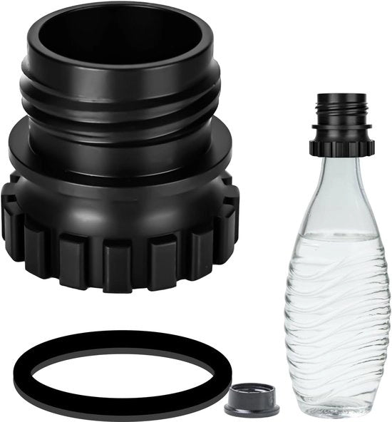 Adattatore di bottiglia in vetro per SodaMaker - Connettore rapido - 0,7 litro - Adatto per SodaMaker - Adattatore di bottiglia di soda con bottiglia in vetro.