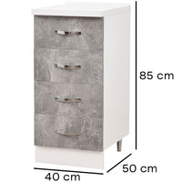 Cassettiera per Cucina Mobile Mobiletto 4 Cassetti Legno Colore Grigio Cemento