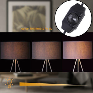 Lampada Piantana Treppiedi Dimmerabile Moderna Paralume E27 60W Tessuto Grigio
