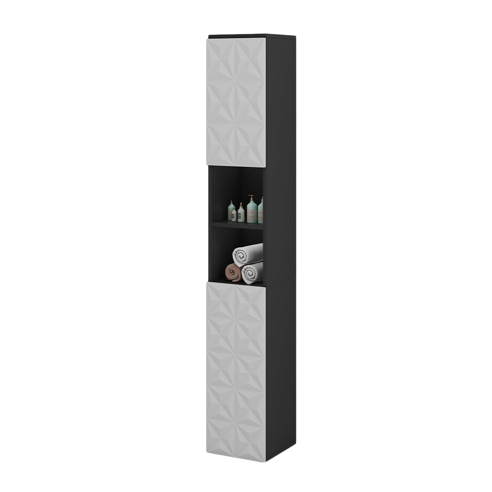 Vicco Armadio per il bagno Nero 30 x 189.5 cm con 2 ante e 3 scomparti