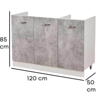 Mobile Sottolavello Cucina Componibile Mobiletto Colore Grigio Cemento 3 Ante