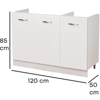 Mobile Sottolavello per Cucina Componibile Mobiletto Colore Bianco 3 Ante