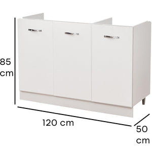 Mobile Sottolavello per Cucina Componibile Mobiletto Colore Bianco 3 Ante