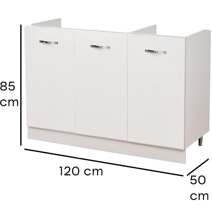 Mobile Sottolavello per Cucina Componibile Mobiletto Colore Bianco 3 Ante