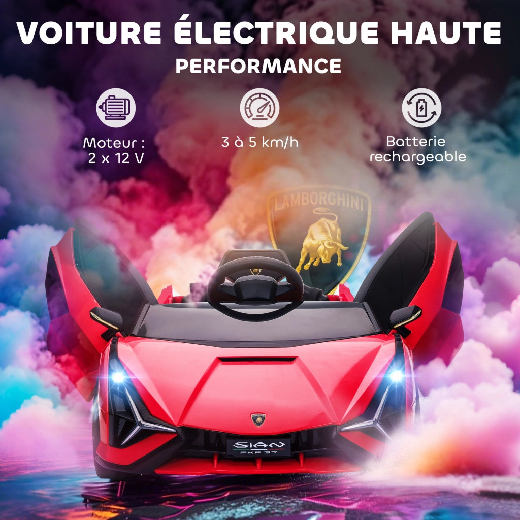 Auto elettrica Lamborghini Sian per Bambini 12V con Telecomando 2.4G ¨C zephmum ¨C Rosso