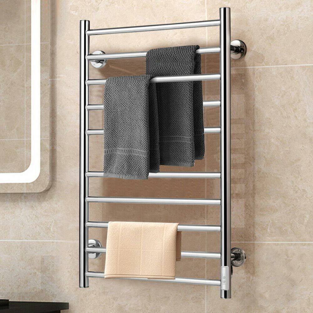 Scaldasalviette Termoarredo Elettrico Bagno Asciugabiancheria 10 Elementi Silver