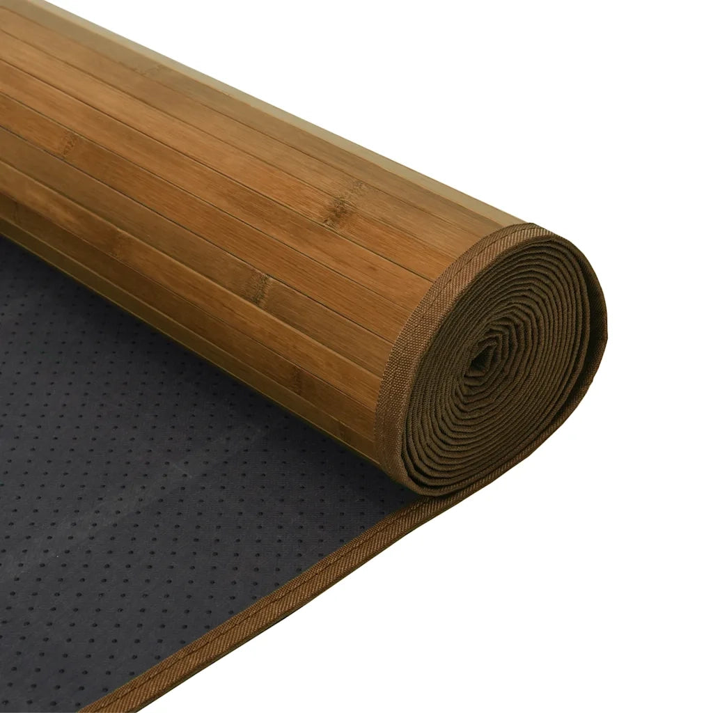 Tappeto Rettangolare Marrone 100x200 cm in Bambù 376944