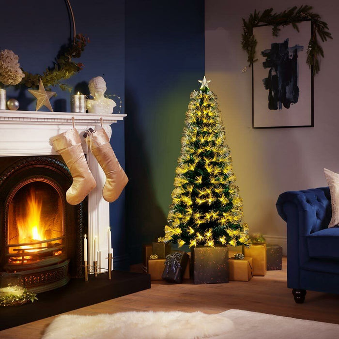 Albero di natale Luminoso 120cm con Luci LED Fibra Ottica Bianco Caldo