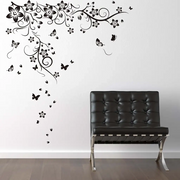 WALPLUS Adesivo Decorativo per Interni Vite e Farfalle 130x150cm Nero 425866