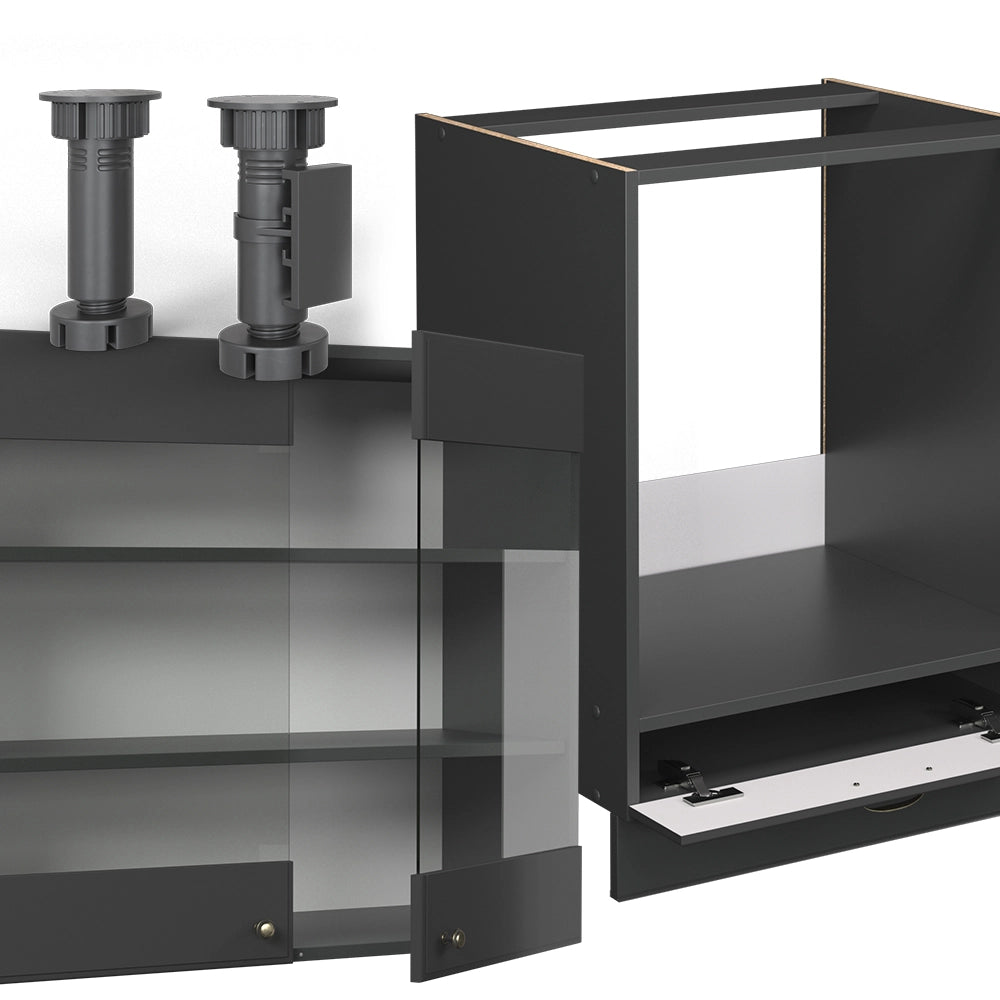 Cucina angolare completa Fame-Line Oro-antracite rustico/Antracite 190 x 60 cm, PL Antracite Vicco