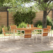 Set da Pranzo da Giardino  in Legno Massello di Acacia da 7 Pezzi