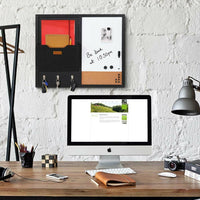 Lavagna Magnetica Bacheca Memo in Sughero Combinata con Ganci e Portadocumenti