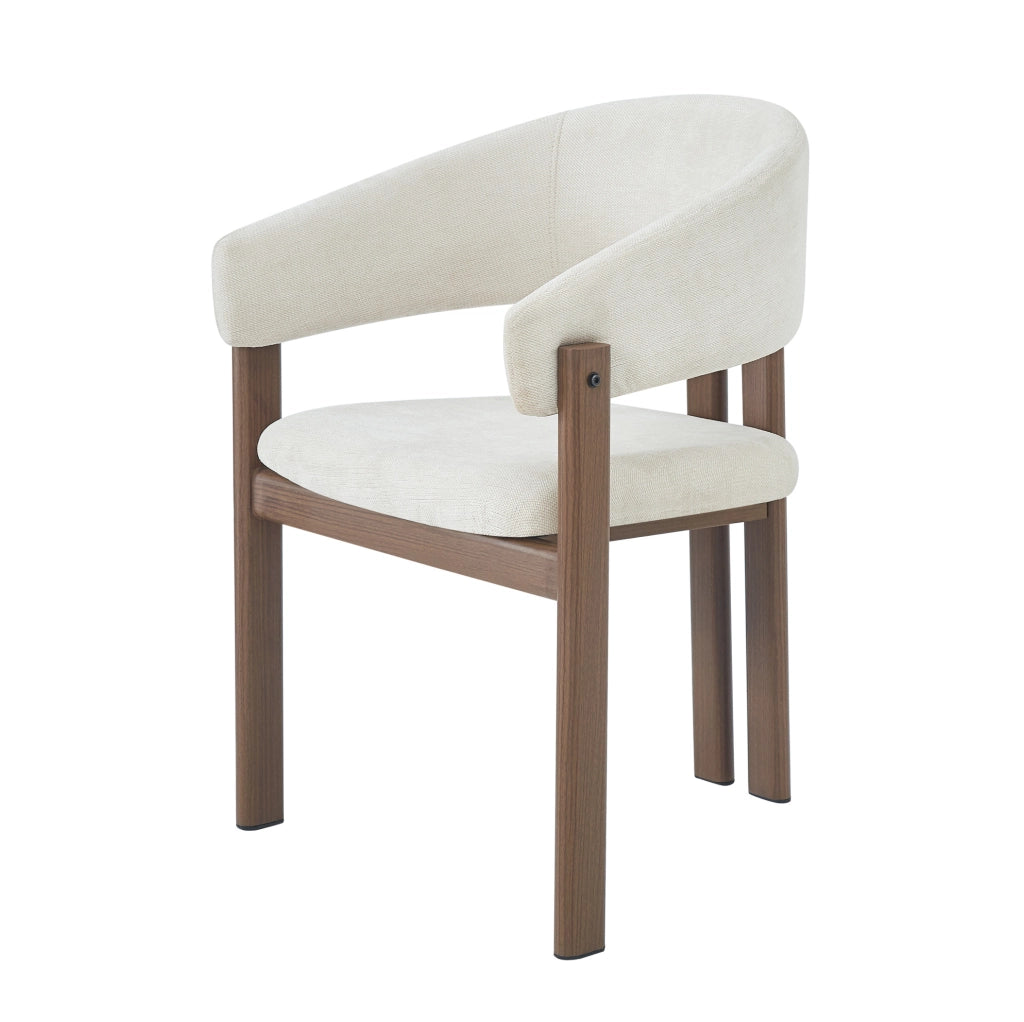 Set di 2 sedie da pranzo in lino beige effetto noce