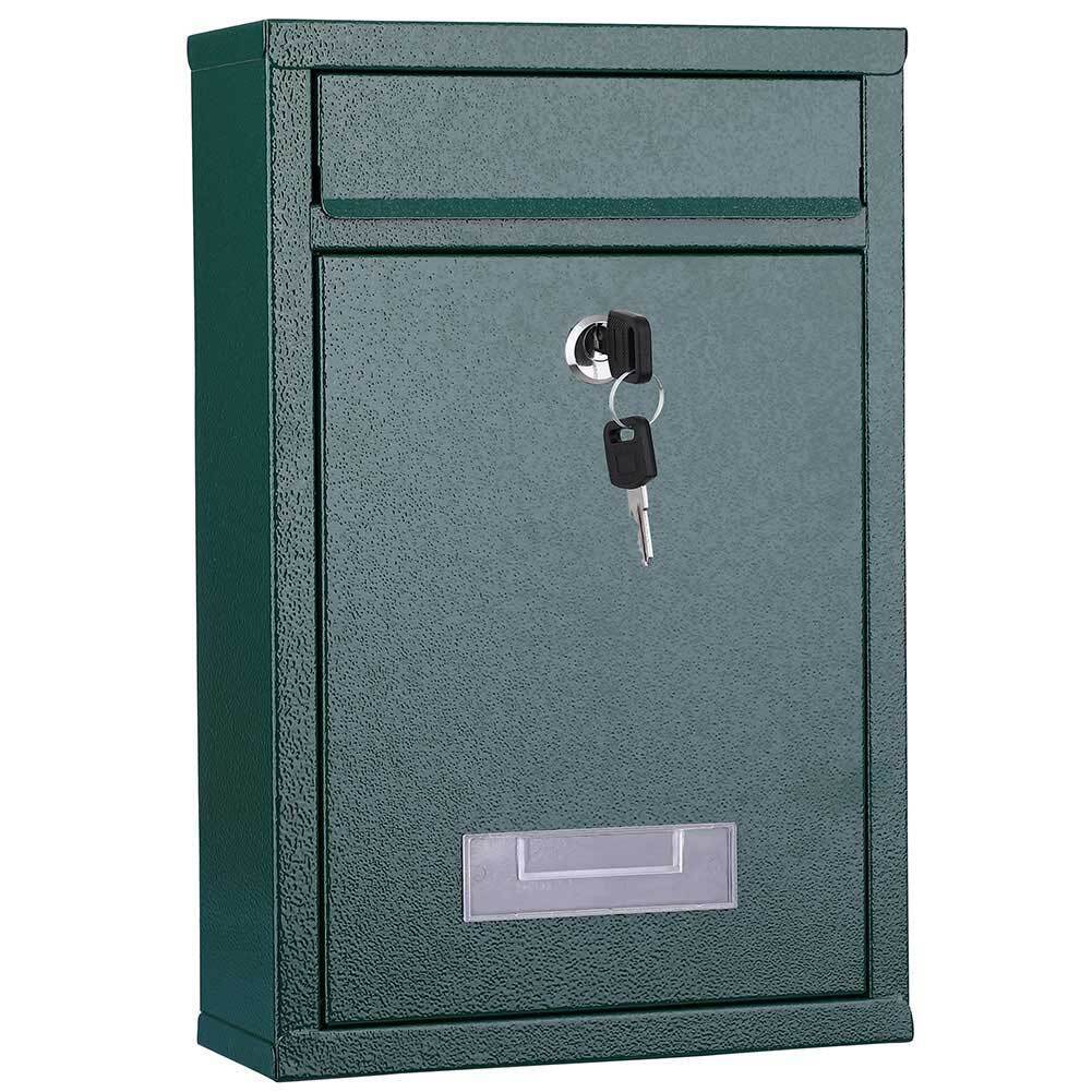 Cassetta Postale Parete in Acciaio Buca Lettere Posta Esterno con Chiave Verde